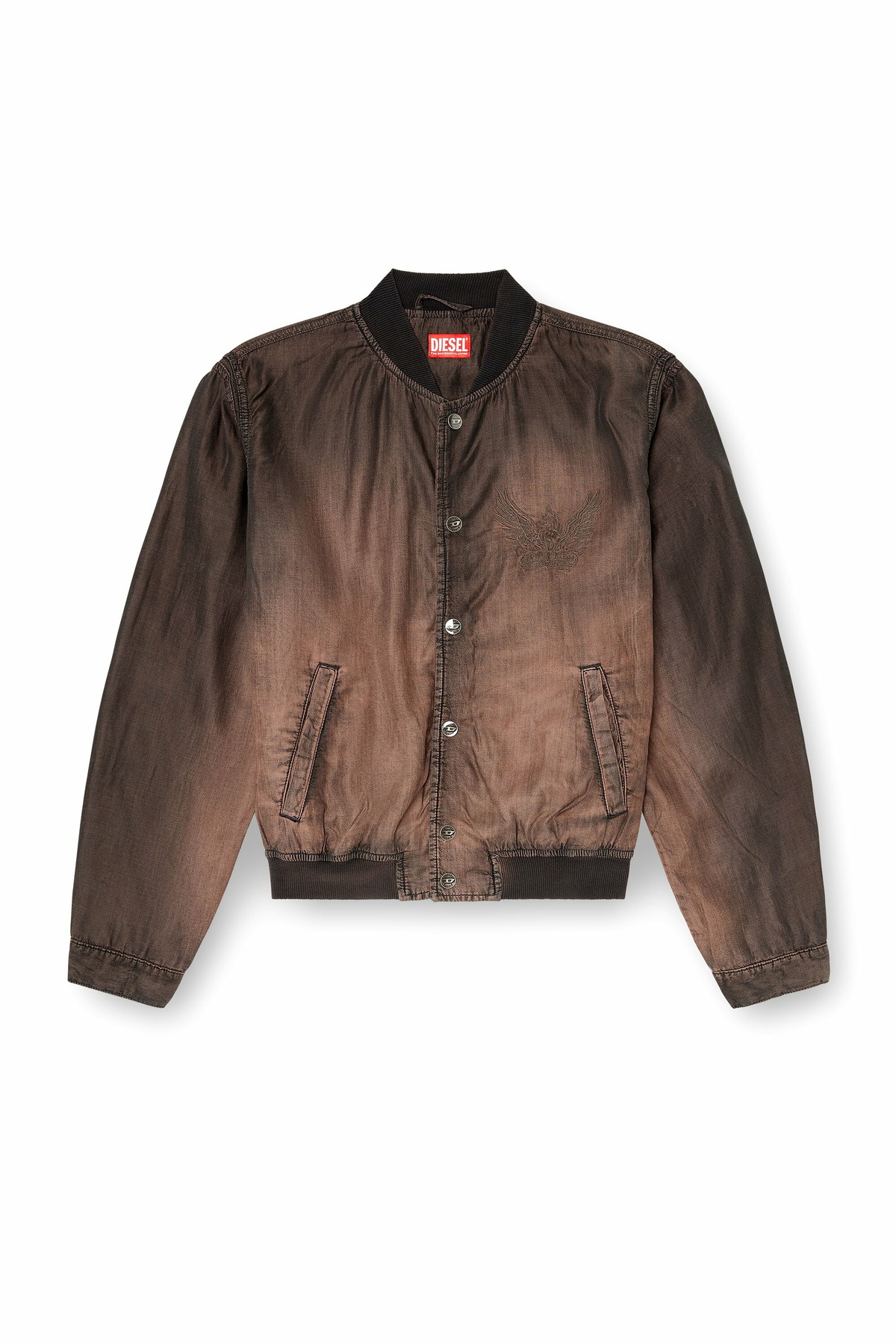 Diesel Bomber jacket in fluid coated denim - Denim Jackets Mens in Brown