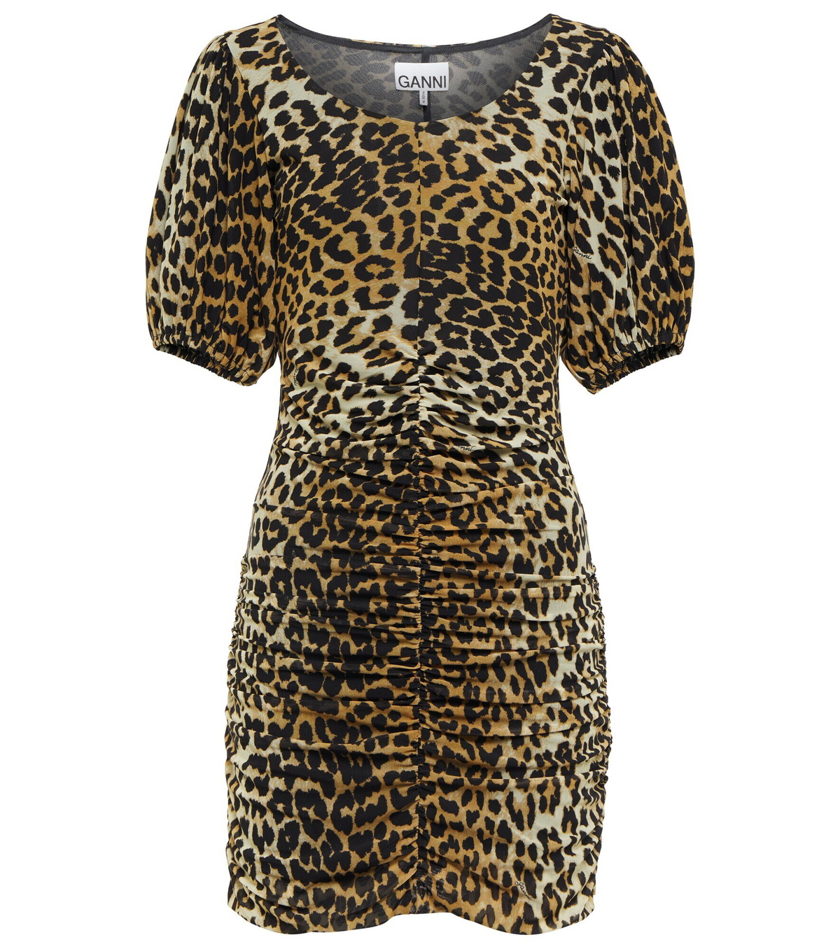 Ganni - Leopard-print ruched minidress GANNI