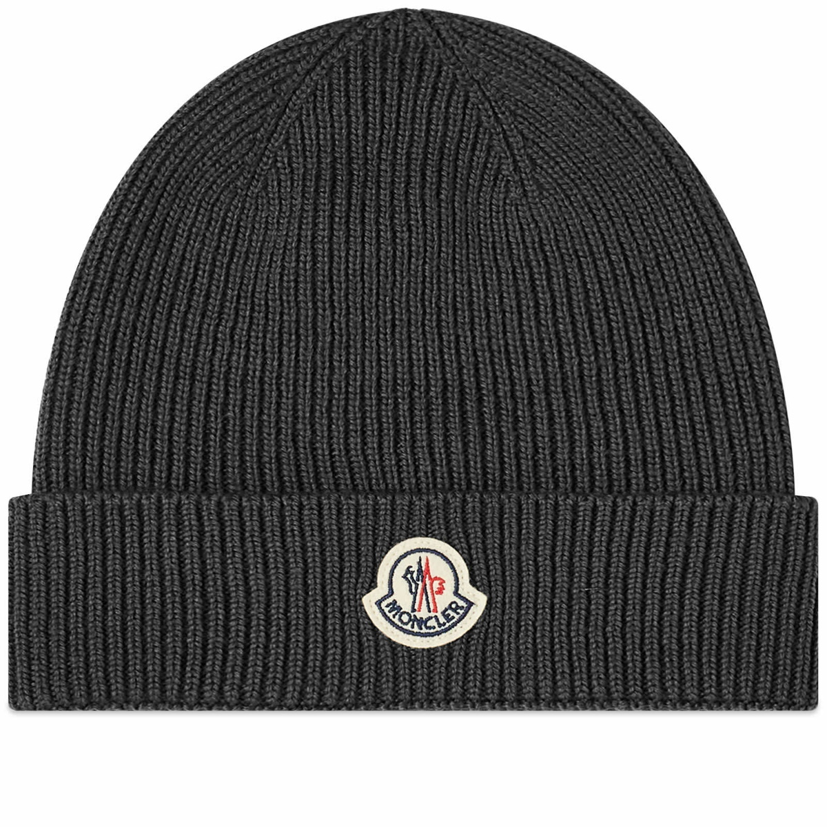 Moncler Men's Logo Beanie in Dark Grey Moncler