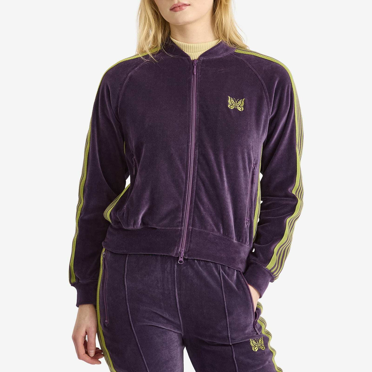 Needles Women's Rib Collar Track Jacket in Purple