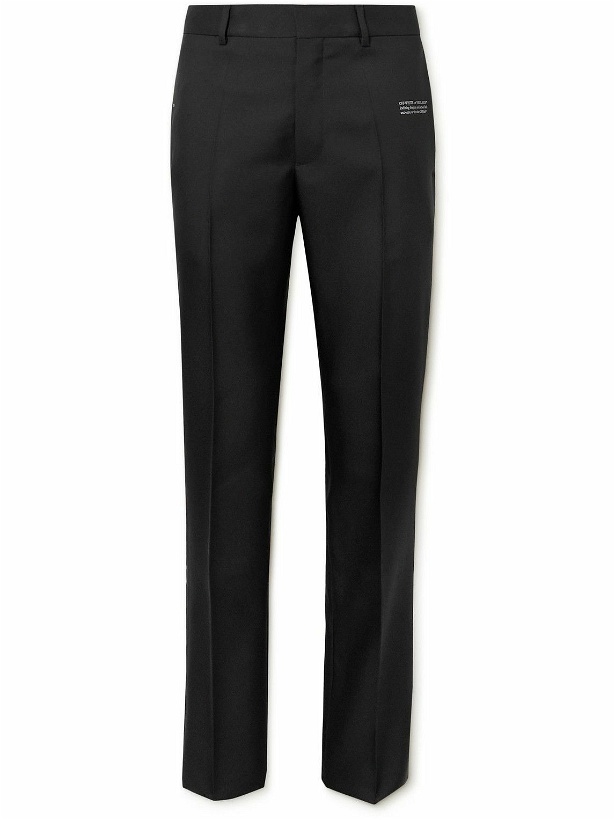 Photo: Off-White - Slim-Fit Straight Leg Printed Drill Suit Trousers - Black