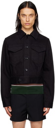 Dries Van Noten Black Button Tab Denim Jacket