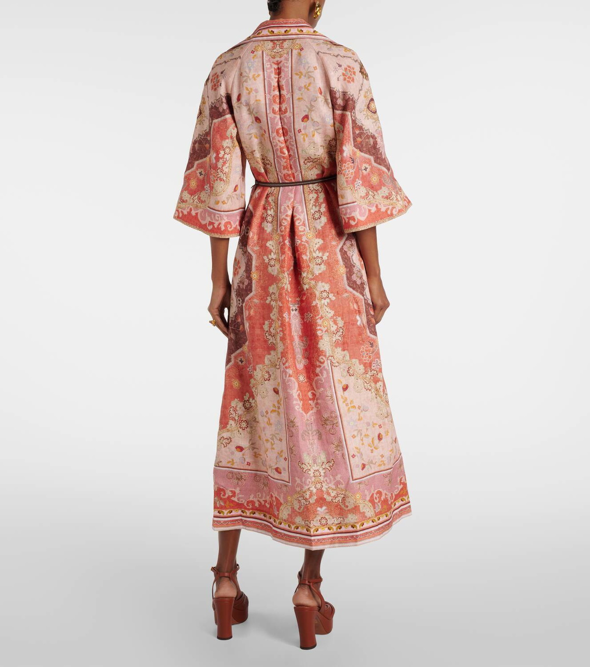 knee length dresses for ladies ZIMMERMANN Wylie Tunic Midi Dress Rust Multi  To Be Continued Preloved