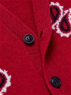 AMIRI - Paisley-Intarsia Cashmere and Wool-Blend Cardigan - Red