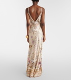 Camilla Embellished floral silk slip dress