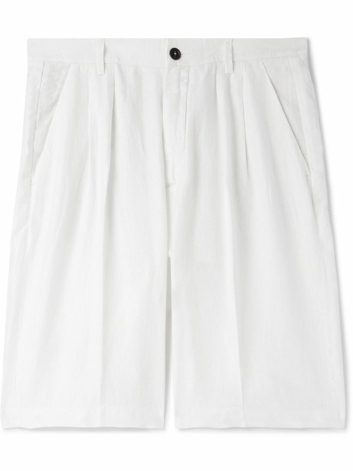 Massimo Alba - Cliff Straight-Leg Pleated Linen Bermuda Shorts - White
