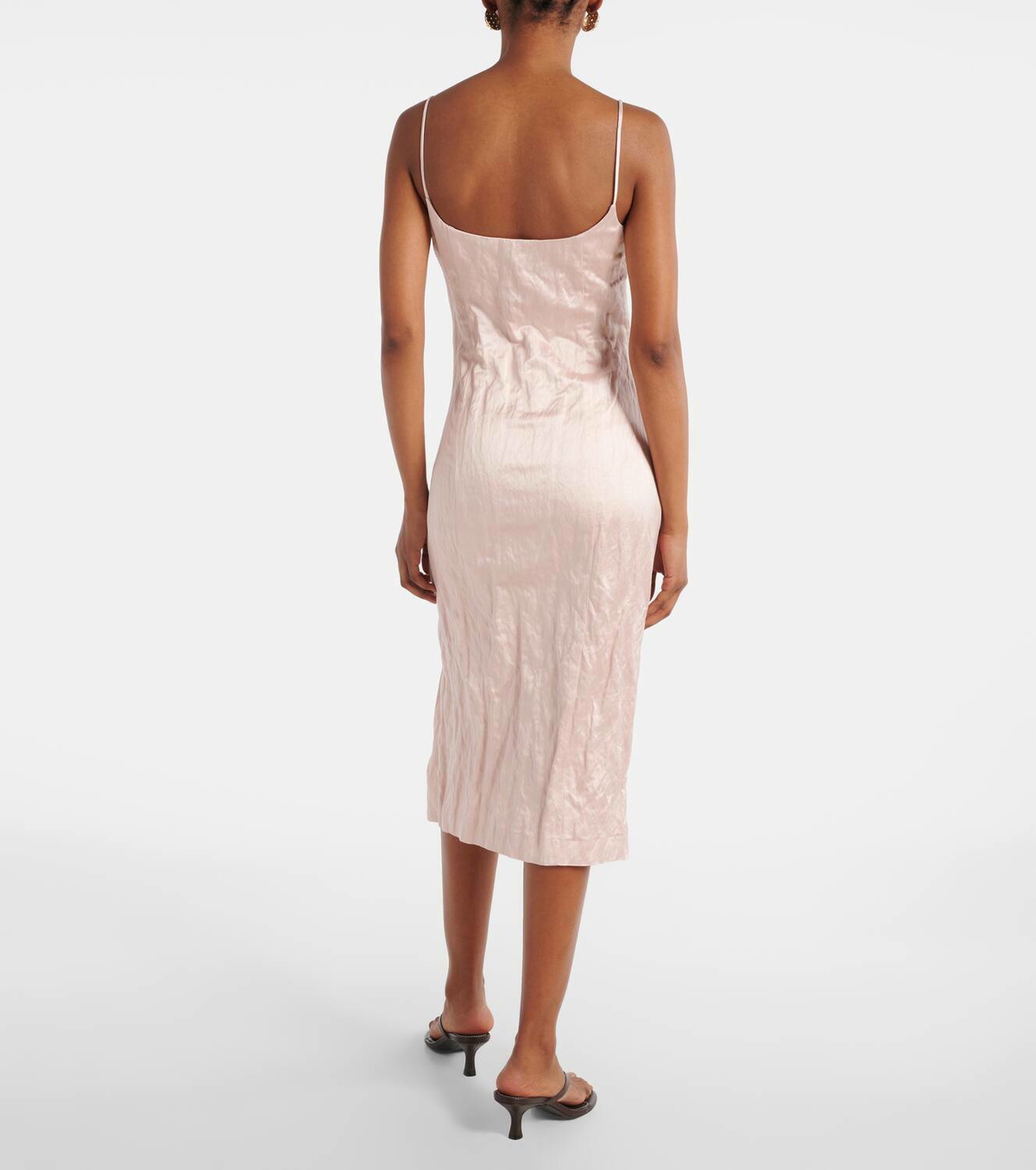 Blumarine Floral-appliqué satin midi dress