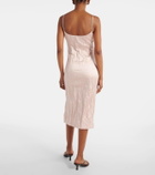 Blumarine Floral-appliqué satin midi dress
