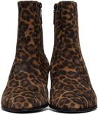 Saint Laurent Brown & Tan Suede Leopard Vassili Chelsea Boots