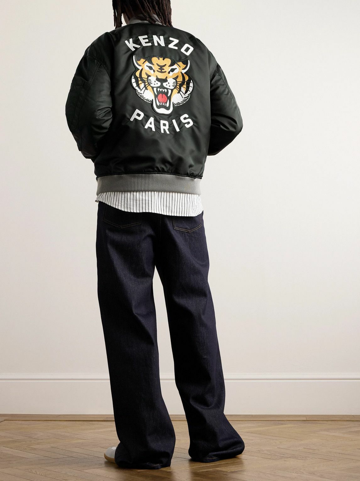 KENZO - Lucky Tiger Logo-Appliquéd Shell Bomber Jacket - Black Kenzo