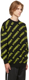VETEMENTS Black & Yellow Allover Logo Sweater