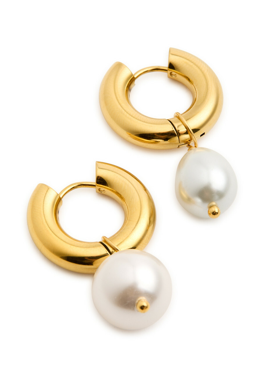 Timeless Pearly Pearl 24kt Gold-plated Hoop Earrings - One Size