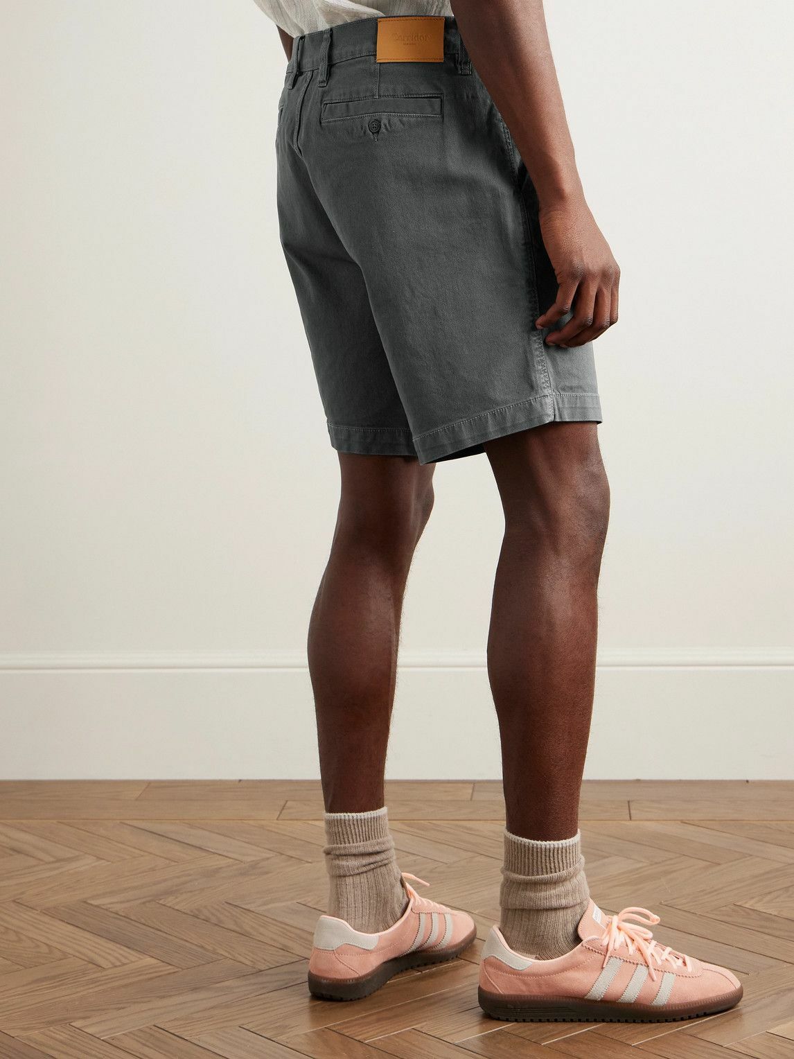 Corridor - Straight-Leg Pleated Garment-Dyed Cotton-Blend Twill Shorts - Gray