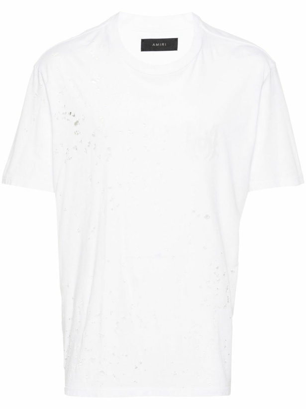Photo: AMIRI White MA Distressed Cotton T-Shirt