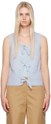 GANNI Blue Tie String Vest