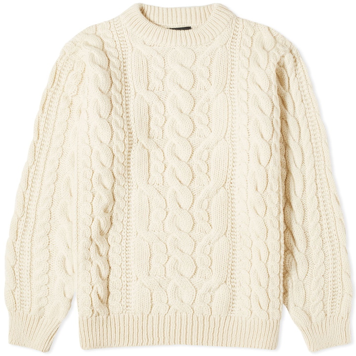 Photo: Howlin by Morrison Men's Howlin' Forbidden Dreams Cable Crew Knit in Ecru