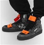 Off-White - Off-Court Textured-Leather, Suede and Canvas High-Top Sneakers - Black
