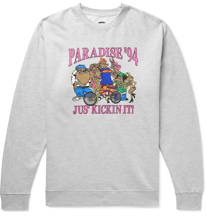 Photo: PARADISE - Jus' Kickin It Printed Fleece-Back Cotton-Blend Jersey Sweatshirt - Gray
