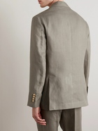 Brunello Cucinelli - Double-Breasted Herringbone Linen Suit Jacket - Green