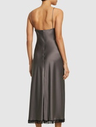 ALBERTA FERRETTI Satin & Lace Midi Dress