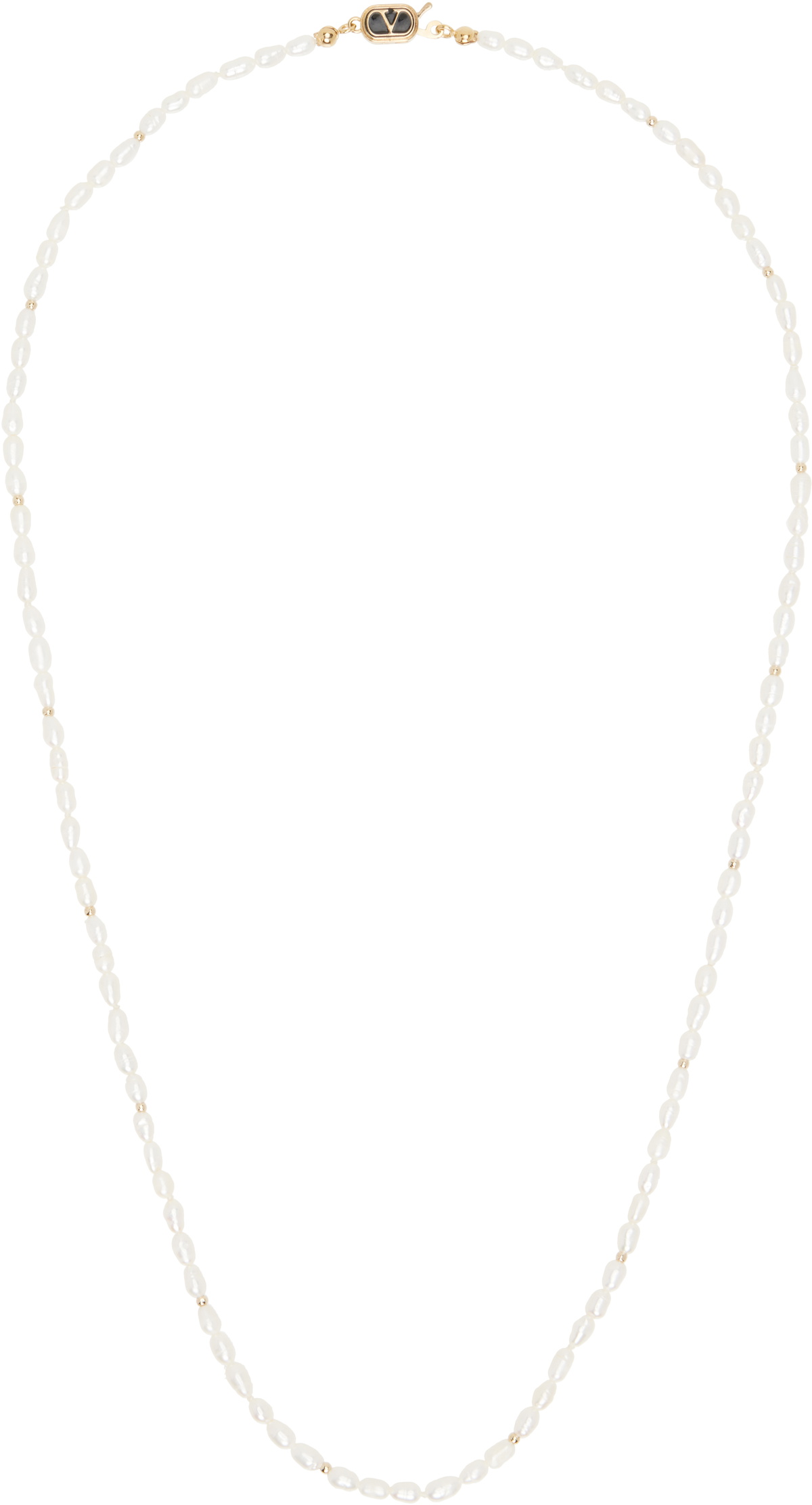 Valentino Garavani White Ovalette Pearl Necklace