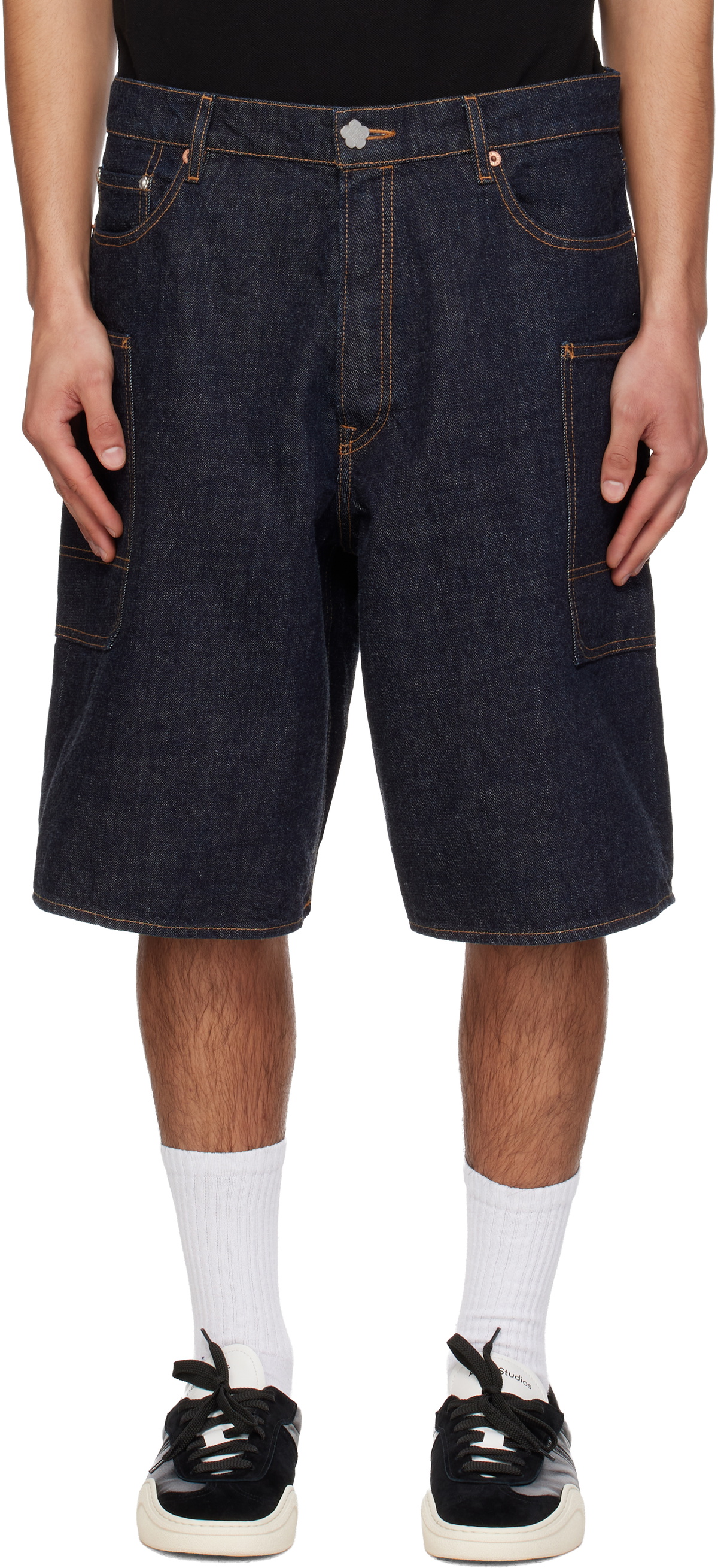 Kenzo Navy Kenzo Paris Cargo Monkey Fit Denim Shorts