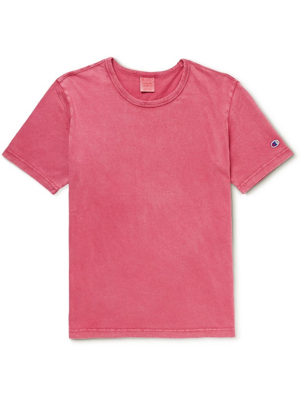 Photo: Champion - Logo-Appliquéd Cotton-Jersey T-Shirt - Red