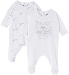 Kenzo Baby White 4G Jumpsuit & Cloth Set