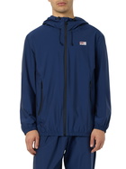 MC2 Saint Barth Man Hooded Lightweight Navy Blue Fabric Windbreaker Sloop