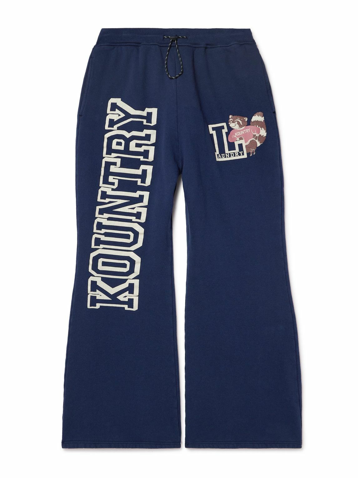 KAPITAL - Printed Cotton-Blend Jersey Sweatpants - Blue