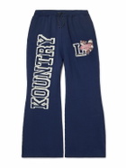 KAPITAL - Printed Cotton-Blend Jersey Sweatpants - Blue