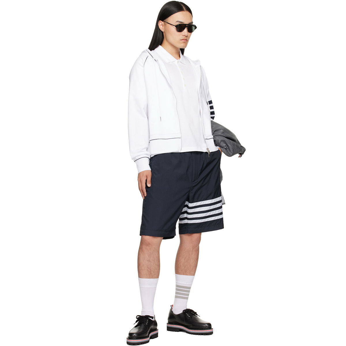 Thom Browne White Jersey Ottoman 4-Bar Polo