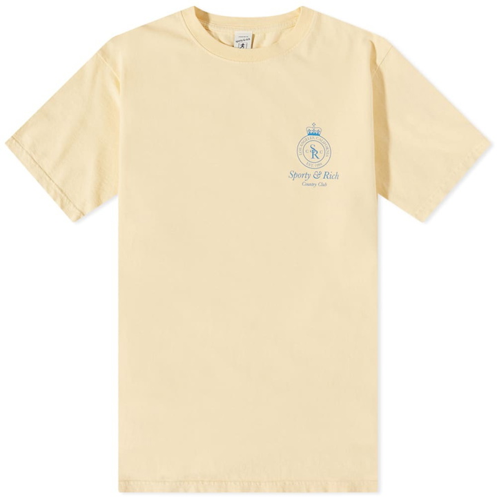 Photo: Sporty & Rich Crown T-Shirt in Lemon/Blue
