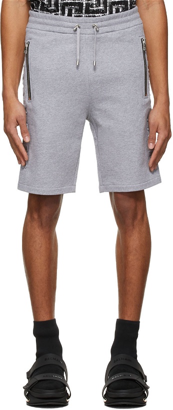 Photo: Balmain Grey Embossed Bermuda Shorts