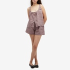 Deiji Studios Women's Open Linen Short Set in Musk Check