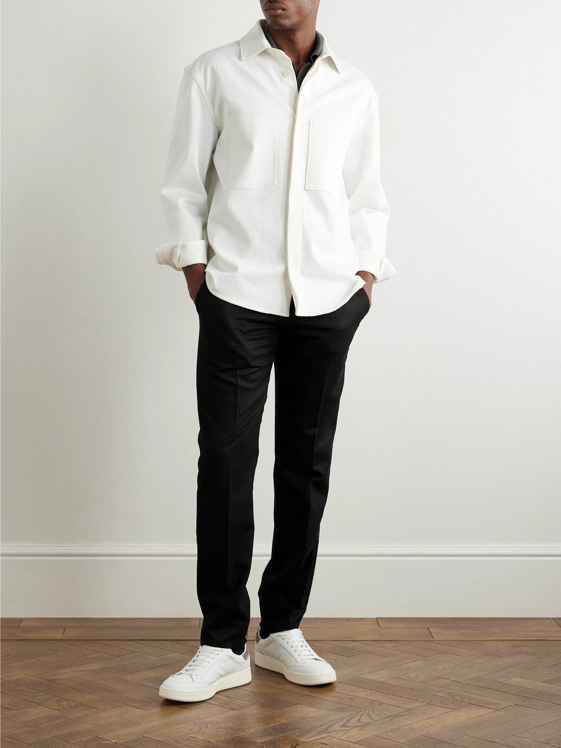 Agnona - Slim-Fit Wool and Cashmere-Blend Flannel Trousers - Black