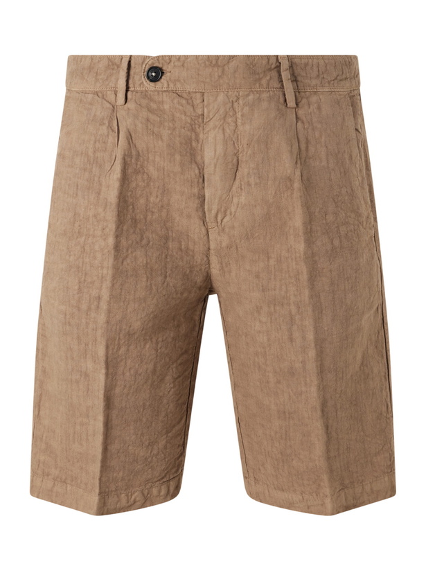 Photo: Massimo Alba - Alaccia Straight-Leg Pleated Linen Shorts - Brown