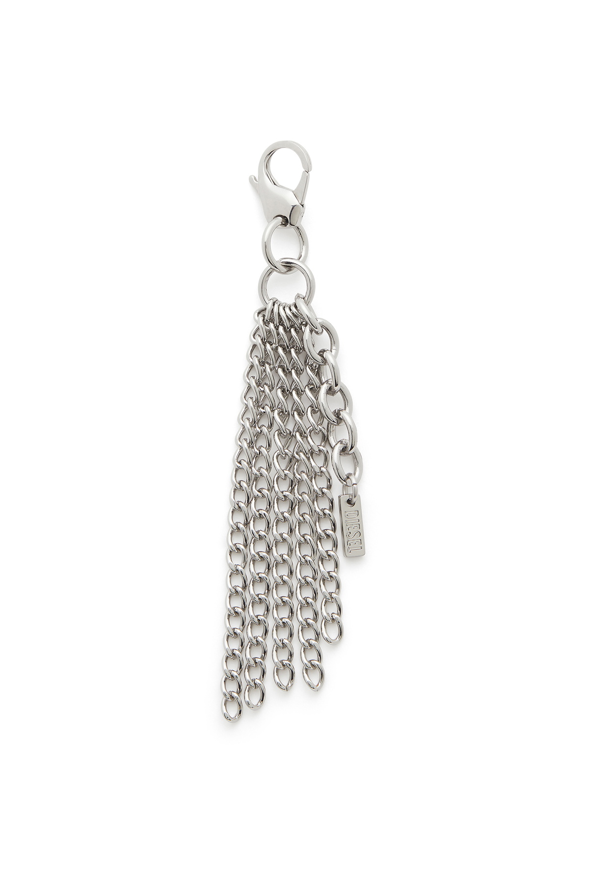 Diesel Metal keyring with chain fringes - Charms and Keyrings Womens in Silver