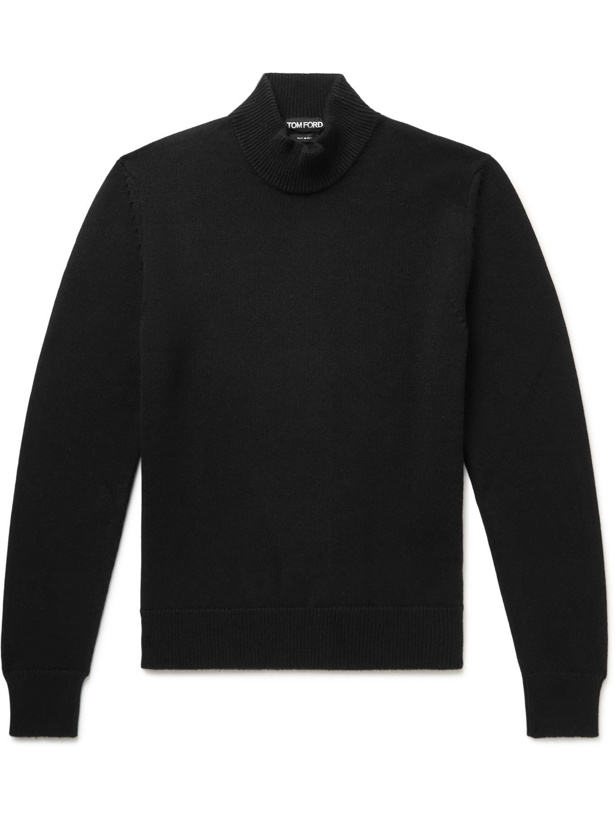 Photo: TOM FORD - Slim-Fit Cashmere, Mohair and Silk-Blend Mock-Neck Sweater - Black