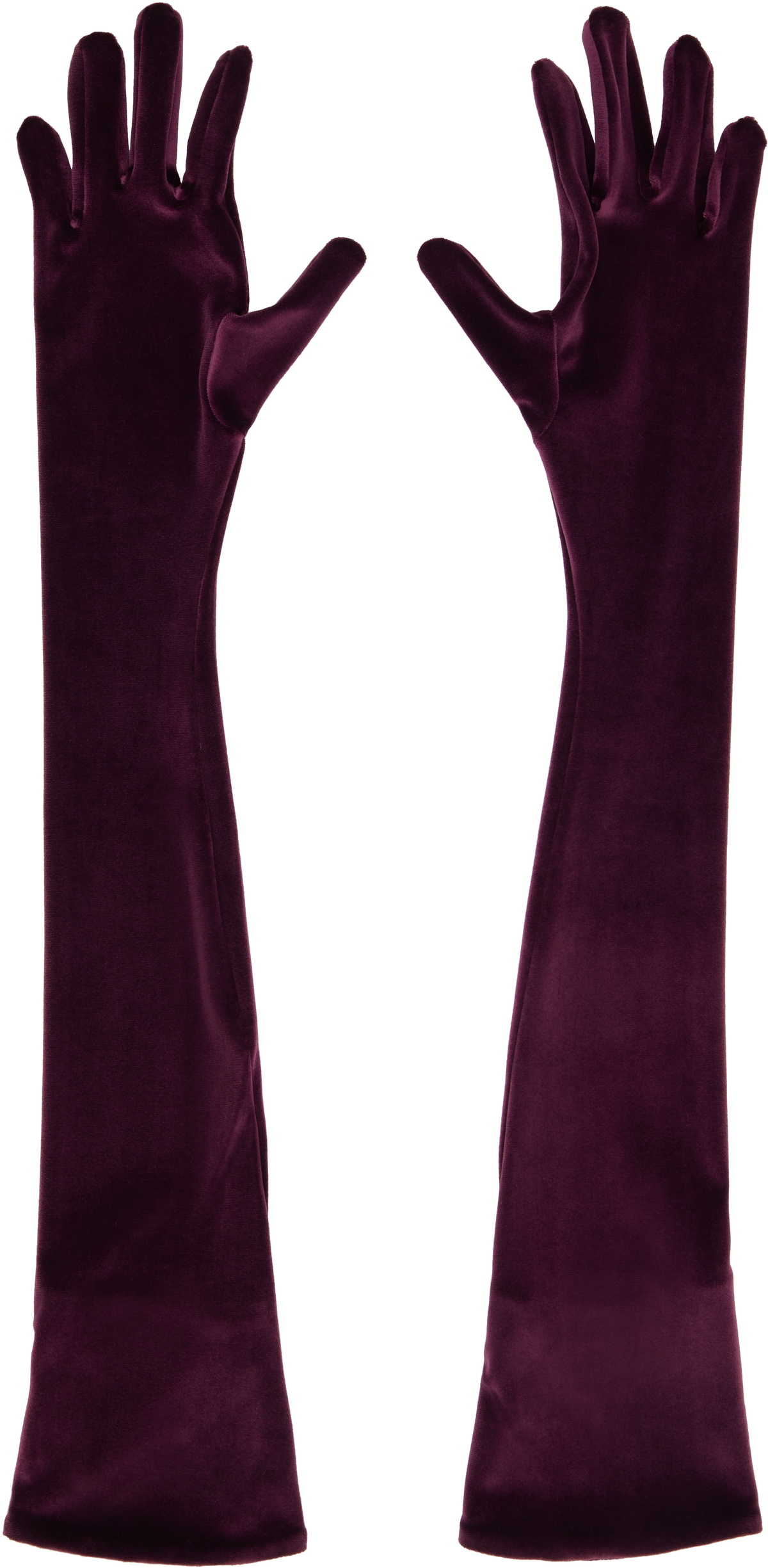 Mugler Burgundy Velour Gloves
