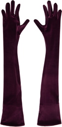 Mugler Burgundy Velour Gloves