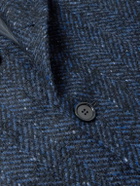 Kiton - Herringbone Virgin Wool, Cashmere and Silk-Blend Overcoat - Blue