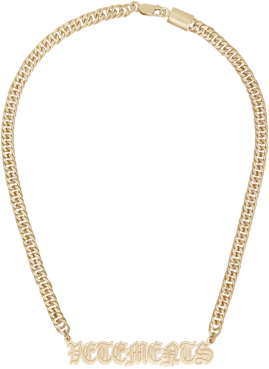 VETEMENTS Gold Gothic Logo Necklace