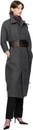 AARON ESH Gray Double Button Cocoon Coat