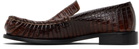 Dries Van Noten Brown Embossed Leather Loafers