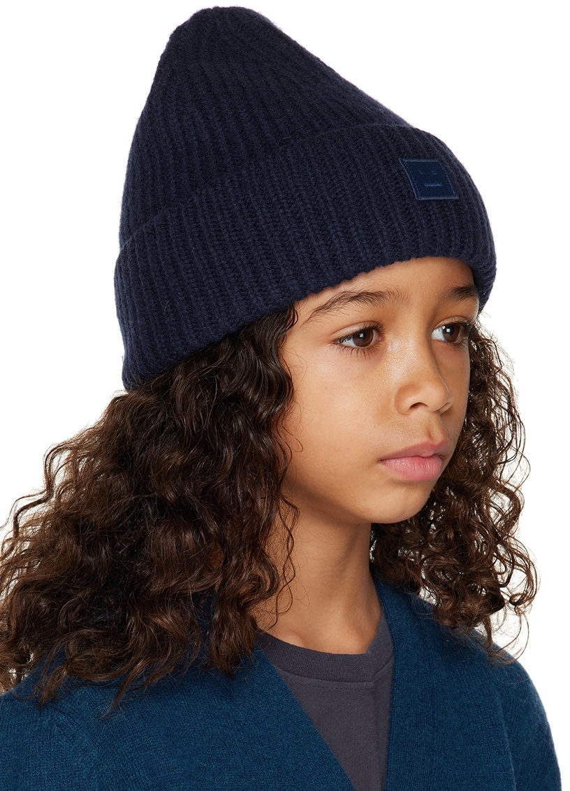 Acne Studios Kids Navy Patch Beanie Acne Studios