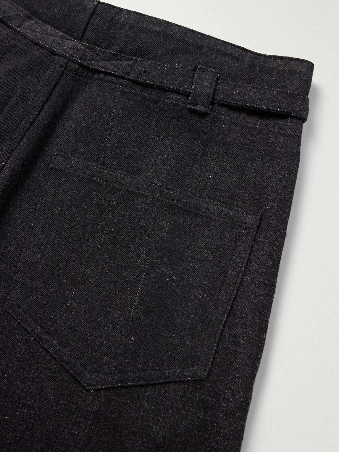 Kartik Research - Fauji Belted Embroidered Cotton-Twill Trousers - Black