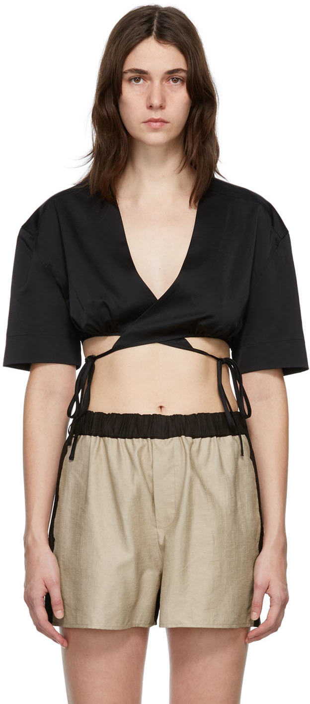 Yuzefi Black Wrap Top T-Shirt