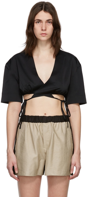 Photo: Yuzefi Black Wrap Top T-Shirt