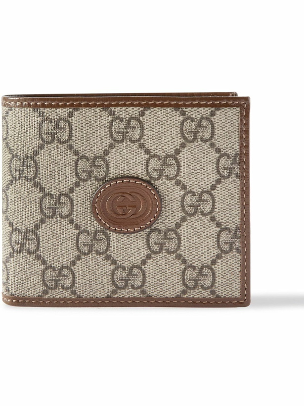 Photo: GUCCI - Leather-Trimmed Monogrammed Coated-Canvas Billfold Wallet